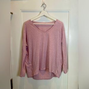 Lululemon Heather Pink Back In Action Long Sleeve V-Neck